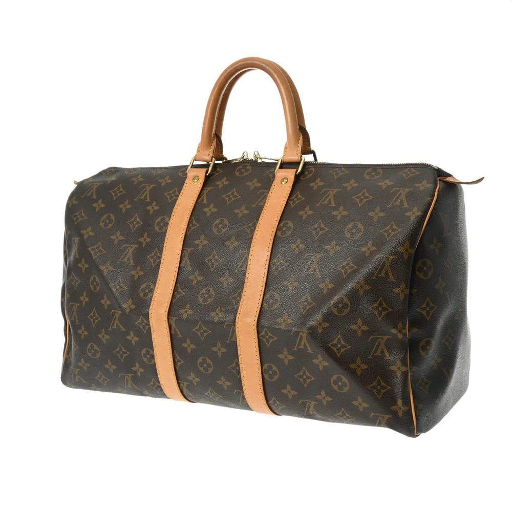 Louis Vuitton Monogram Boston Brown Canvas Keepall Bag Brown